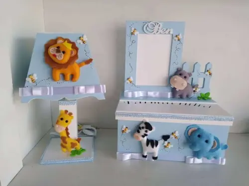 Kit Higiene para Bebê Tema Safari na Cor Azul