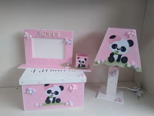 Kit Higiene para Bebê Ursinha Panda com 8 Peças