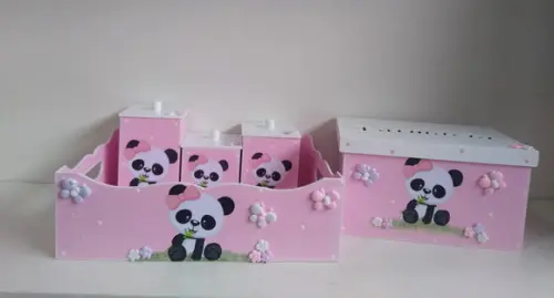 Kit Higiene para Bebê Ursinha Panda com 8 Peças