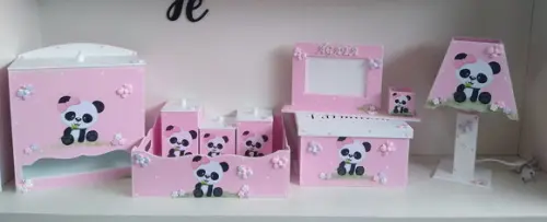 Kit Higiene para Bebê Ursinha Panda com 8 Peças