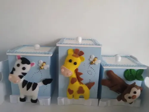 Kit Higiene Tema Safari com 7 Peças