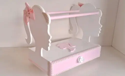 Porta Laços com Gaveta e Suporta para Tiaras