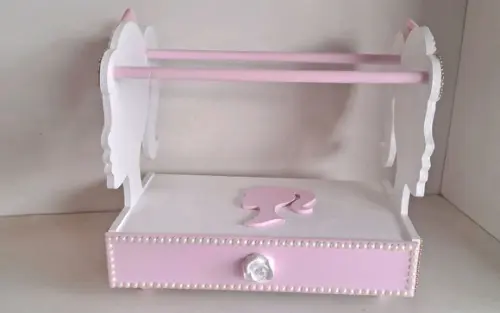 Porta Laços com Gaveta e Suporta para Tiaras