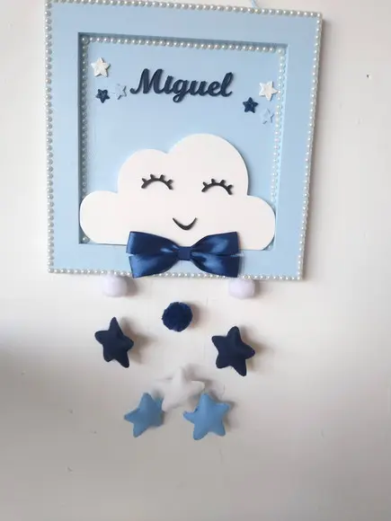 Porta Maternidade em mdf Tema Chuva de Bençãos Menino