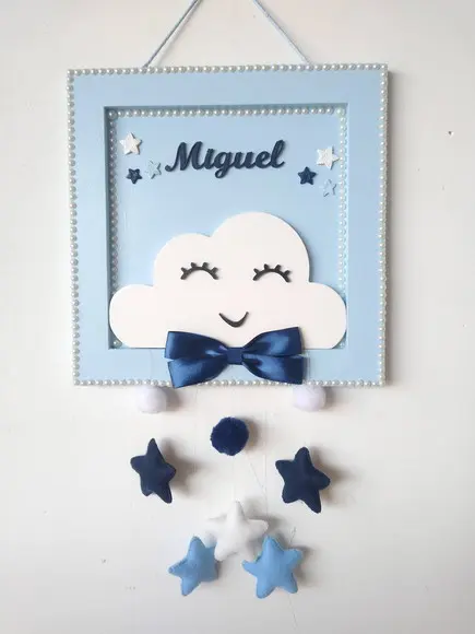Porta Maternidade em mdf Tema Chuva de Bençãos Menino