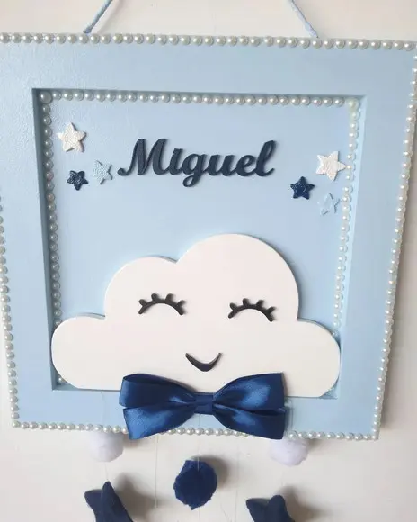 Porta Maternidade em mdf Tema Chuva de Bençãos Menino