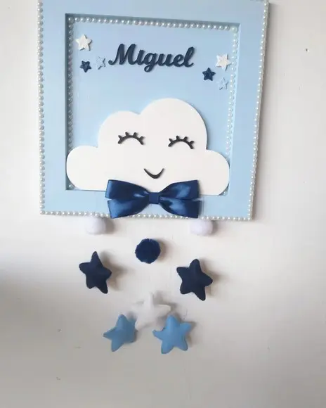 Porta Maternidade em mdf Tema Chuva de Bençãos Menino