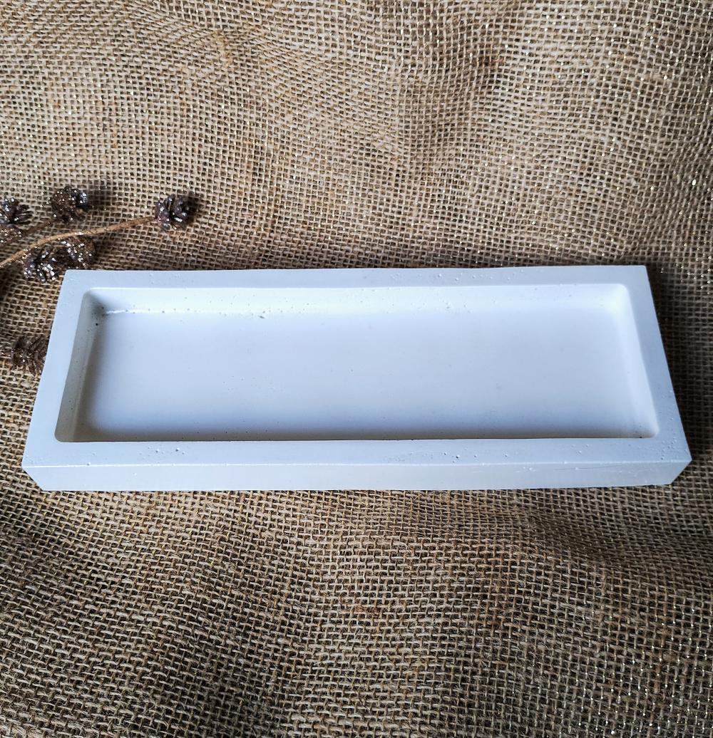 Bandeja de concreto retangular 29x11cm lavabo escritório casa de