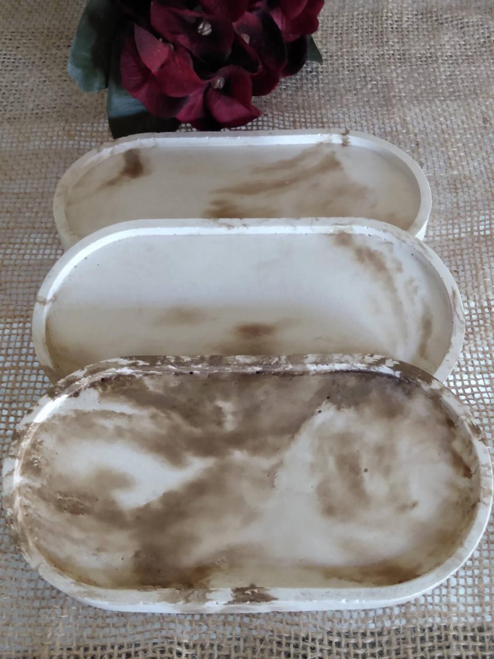 Bandeja Oval P em concreto