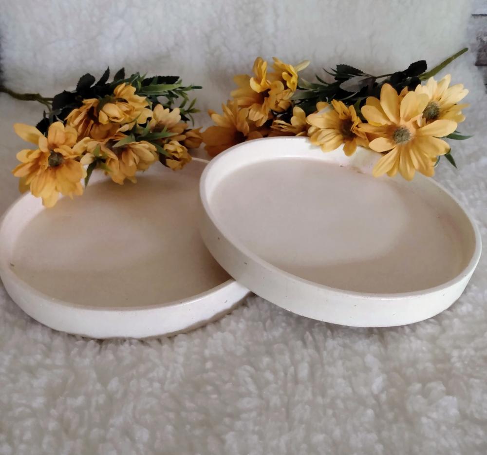 Bandeja Redonda 17cm em concreto lavabo quarto bebê escritório