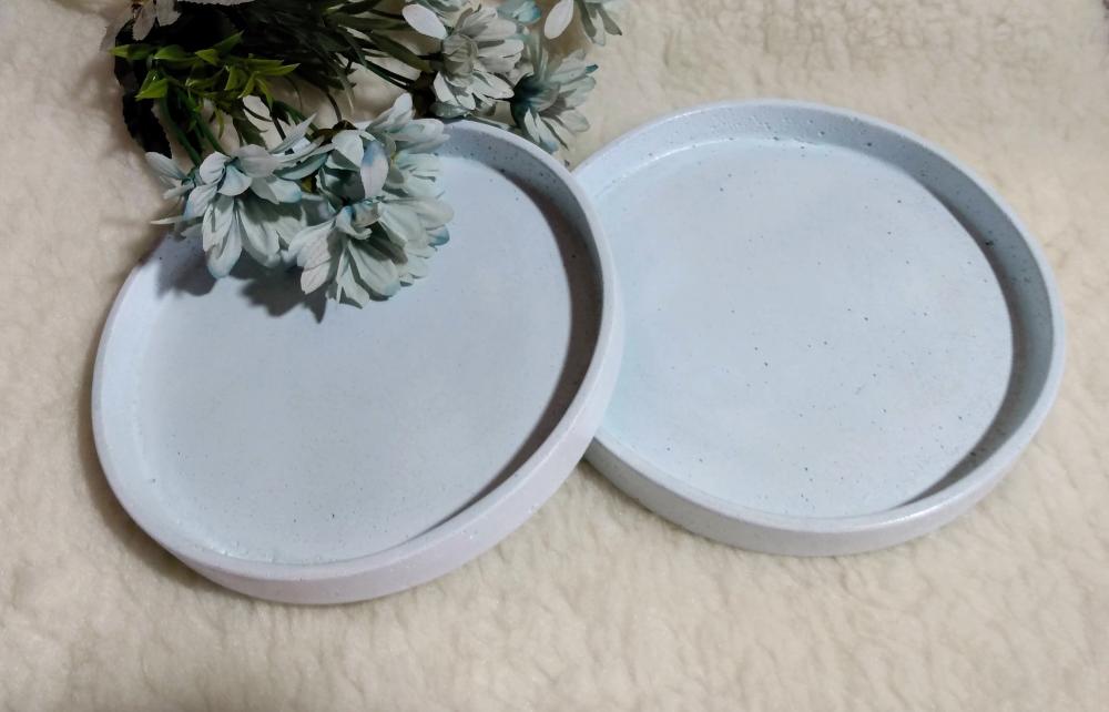 Bandeja Redonda 17cm em concreto lavabo quarto bebê escritório