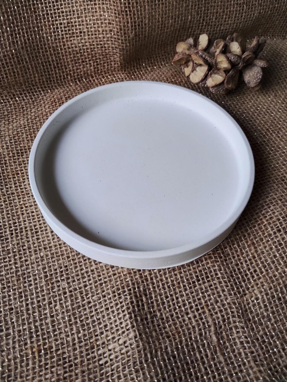 Bandeja Redonda 17cm em concreto lavabo quarto bebê escritório