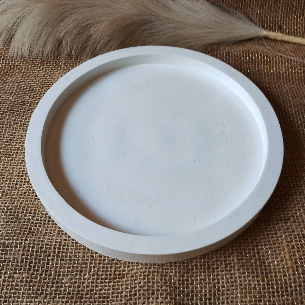 Bandeja Redonda 29cm em concreto decoração lavabo sala escritó