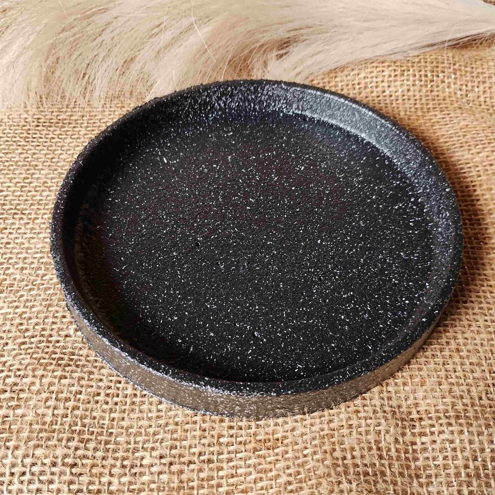 Bandeja redonda 17cm em concreto efeito pedra