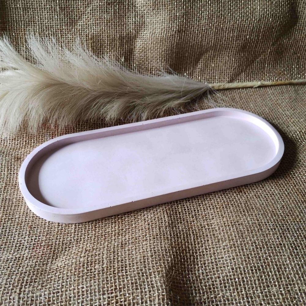 Bandeja Oval 31x13 cm em concreto