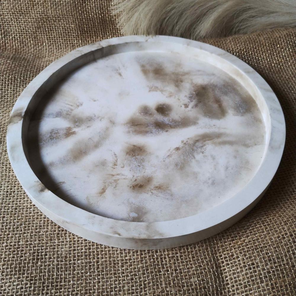 Bandeja Redonda 29cm em concreto decoração lavabo sala escritó