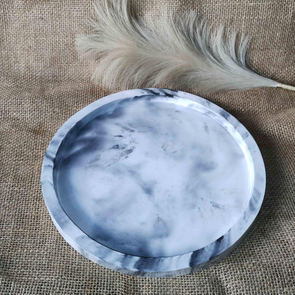 Bandeja Redonda 29cm em concreto decoração lavabo sala escritó