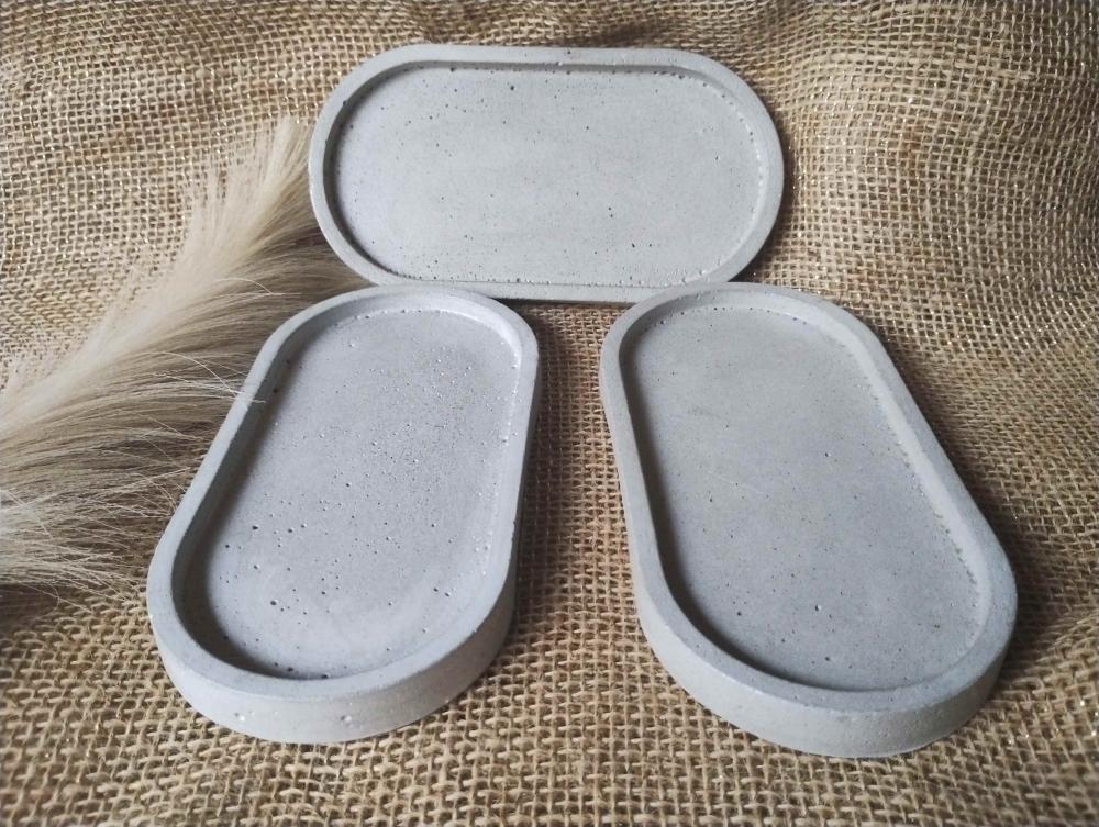 Bandeja Oval P em concreto