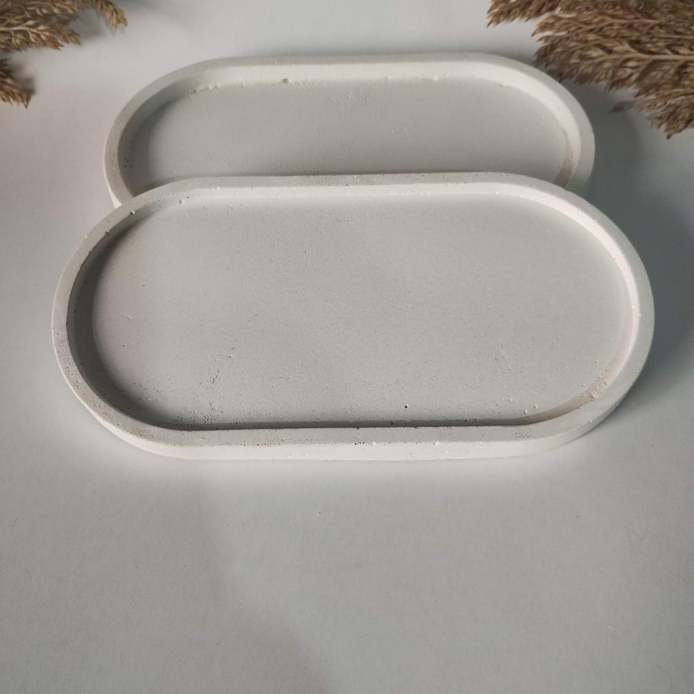 Bandeja Oval P em concreto