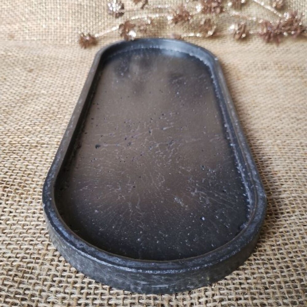 Bandeja Oval 31x13 cm em concreto