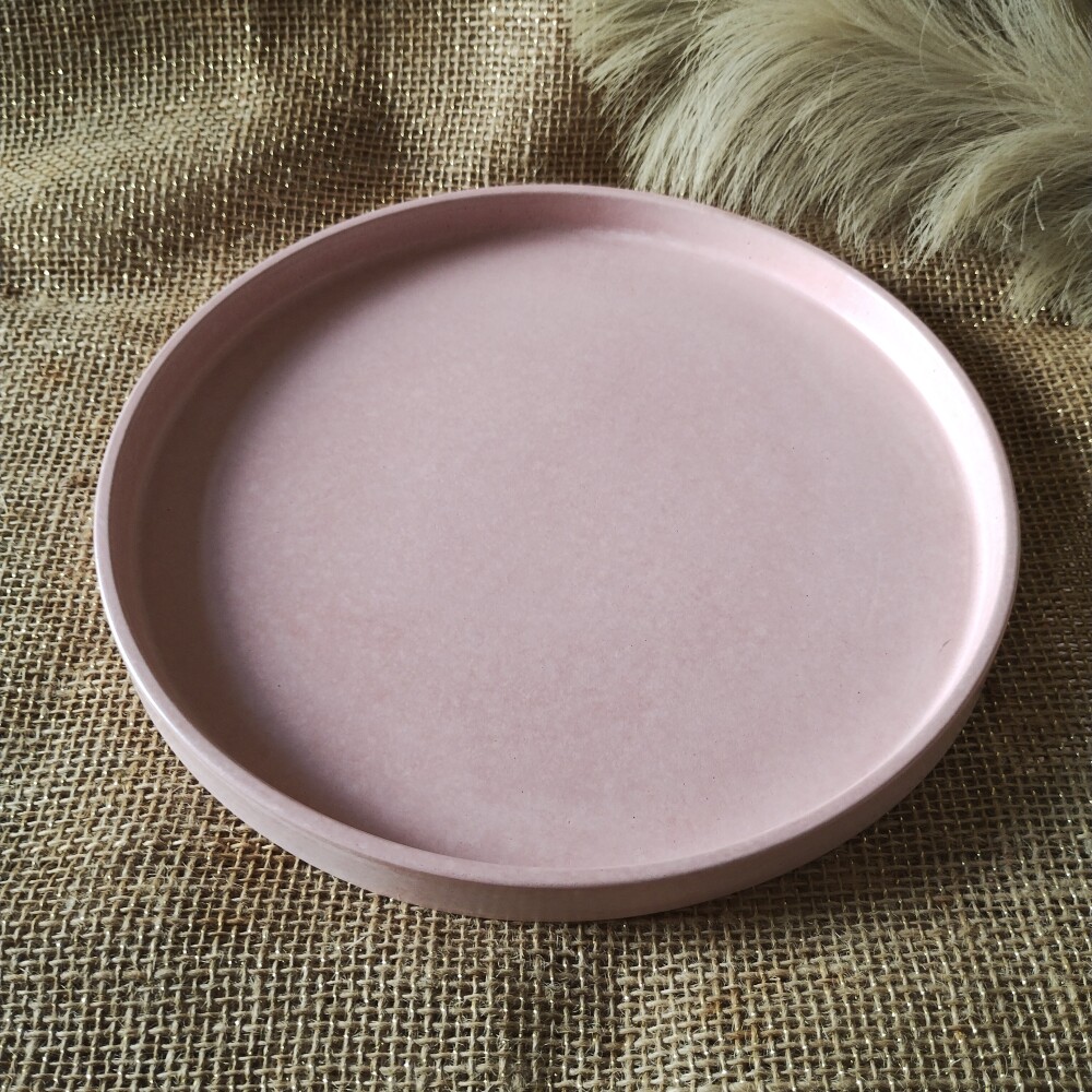 Bandeja Redonda 25cm em concreto decoração lavabo casa e escrit