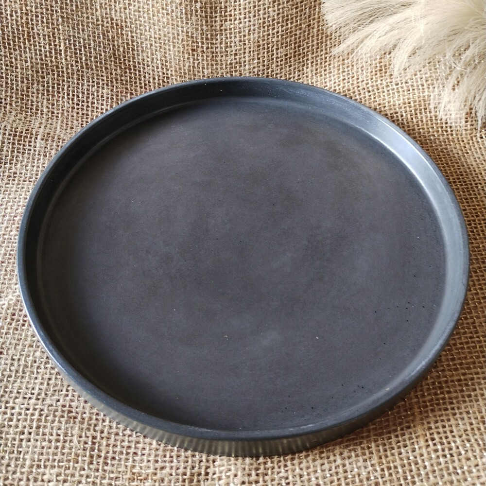 Bandeja Redonda 25cm em concreto decoração lavabo casa e escrit