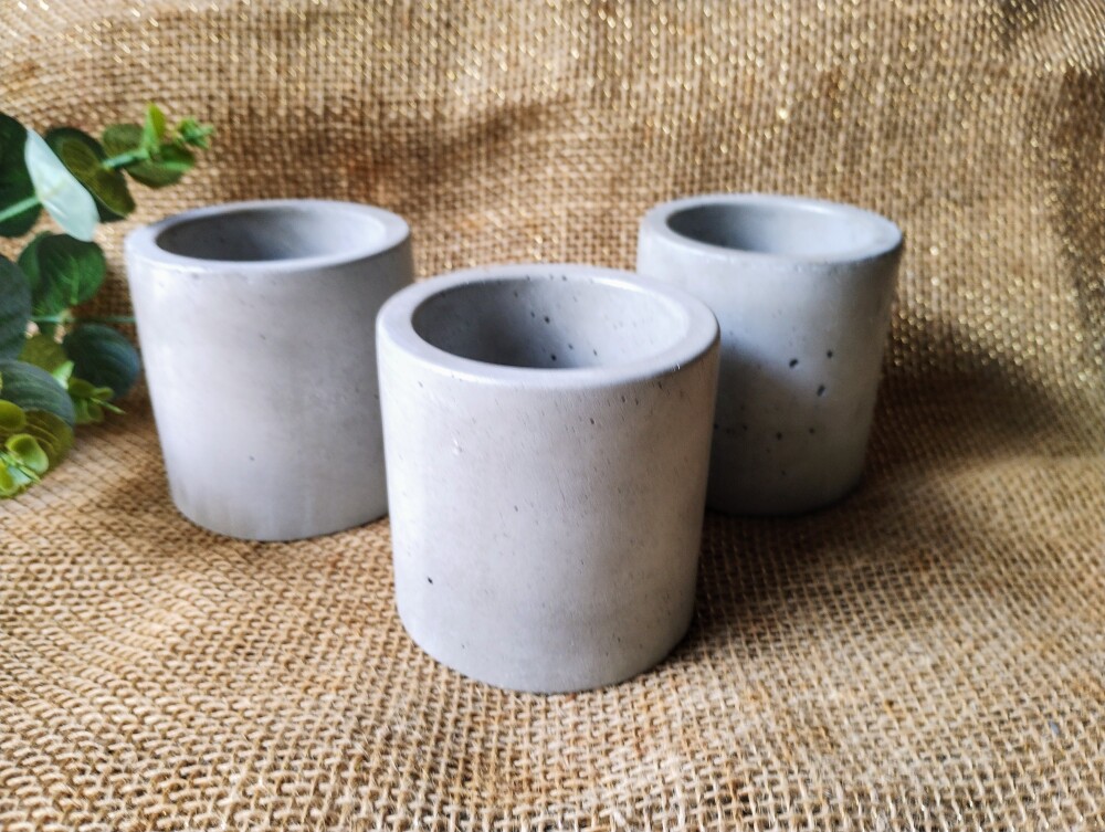 Pote Cilindro 8x8cm em concreto vaso porta lápis pote talher