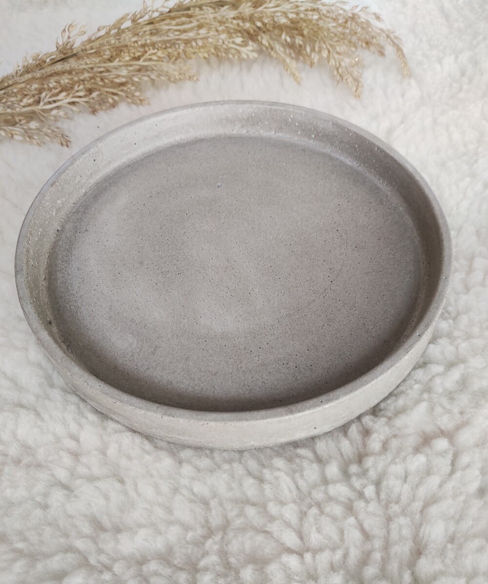 Bandeja Redonda 17cm em concreto lavabo quarto bebê escritório