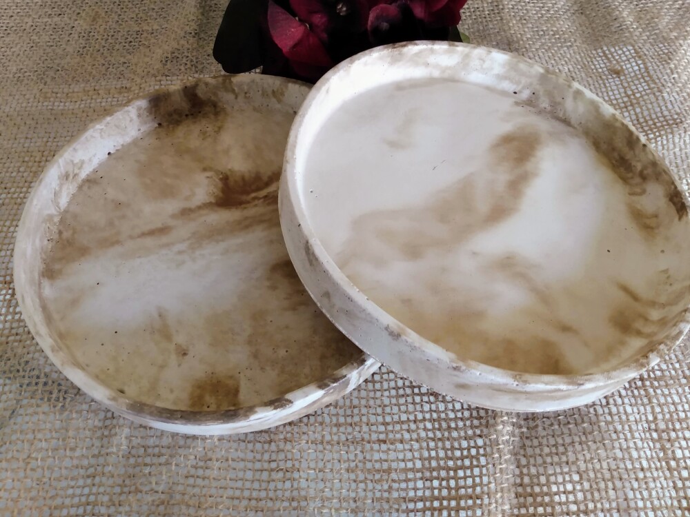 Bandeja Redonda 17cm em concreto lavabo quarto bebê escritório