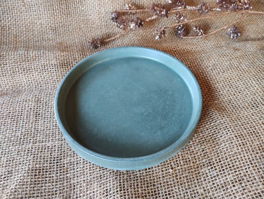 Bandeja Redonda 17cm em concreto lavabo quarto bebê escritório