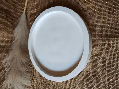 Bandeja Redonda 29cm em concreto decoração lavabo sala escritó