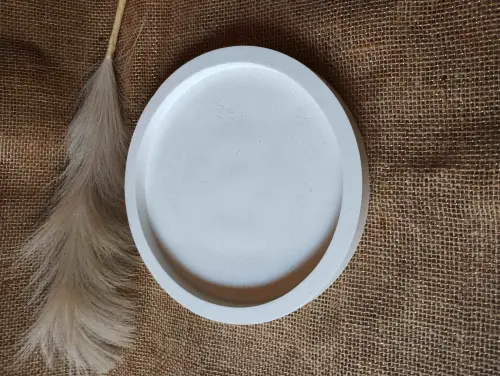 Bandeja Redonda 29cm em concreto decoração lavabo sala escritó