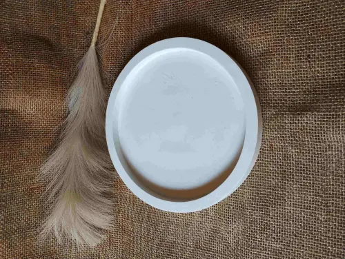 Bandeja Redonda 29cm em concreto decoração lavabo sala escritó