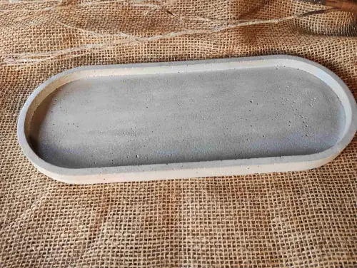 Bandeja Oval 31x13 cm em concreto