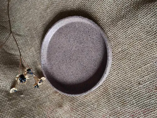 Bandeja redonda 17cm em concreto efeito pedra