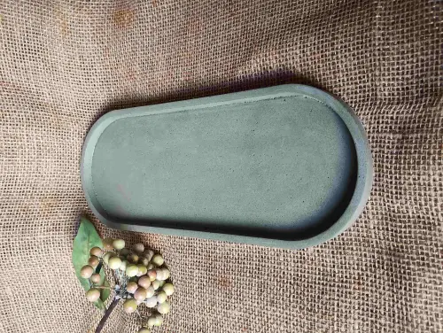 Bandeja Oval 31x13 cm em concreto