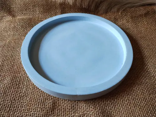 Bandeja Redonda 29cm em concreto decoração lavabo sala escritó