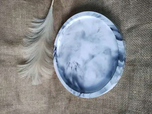 Bandeja Redonda 29cm em concreto decoração lavabo sala escritó