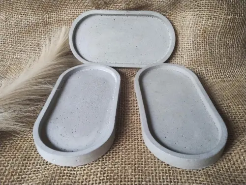 Bandeja Oval P em concreto