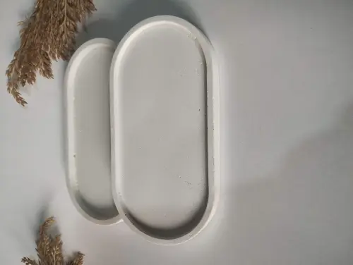 Bandeja Oval P em concreto