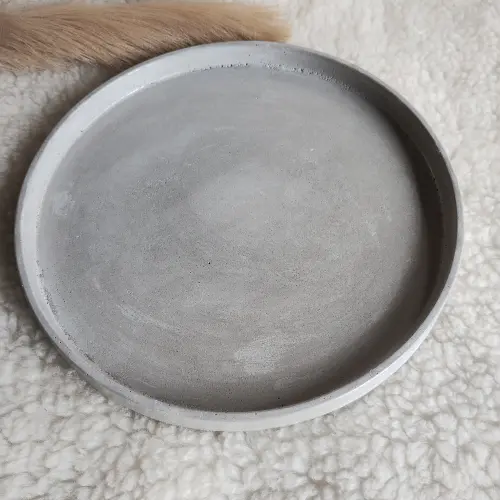 Bandeja Redonda 25cm em concreto decoração lavabo casa e escrit