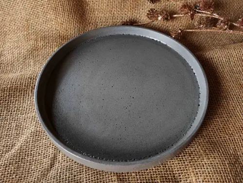 Bandeja Redonda 25cm em concreto decoração lavabo casa e escrit