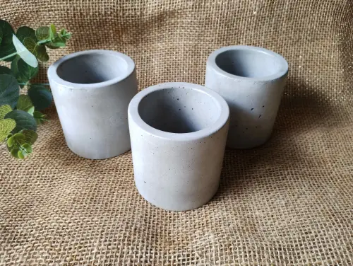Pote Cilindro 8x8cm em concreto vaso porta lápis pote talher