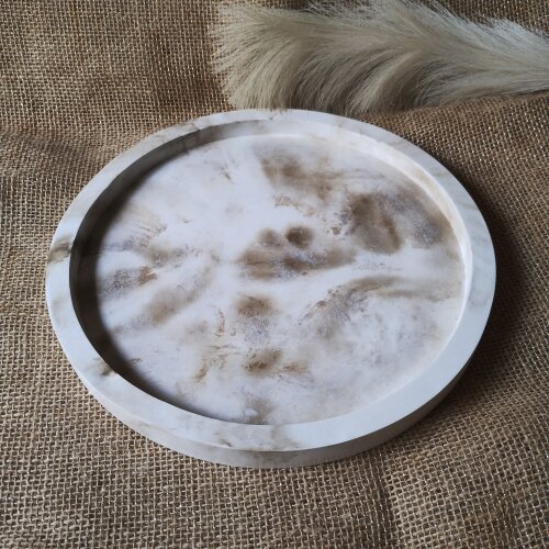 Bandeja Redonda 29cm em concreto decoração lavabo sala escritório
