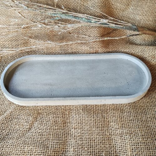 Bandeja Oval 31x13 cm em concreto