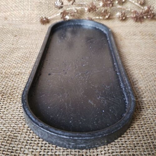 Bandeja Oval 31x13 cm em concreto