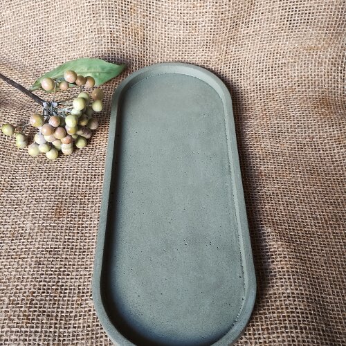 Bandeja Oval 31x13 cm em concreto