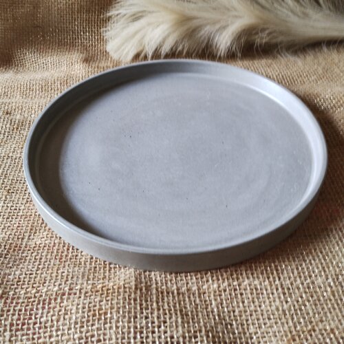 Bandeja Redonda 25cm em concreto decoração lavabo casa e escrit
