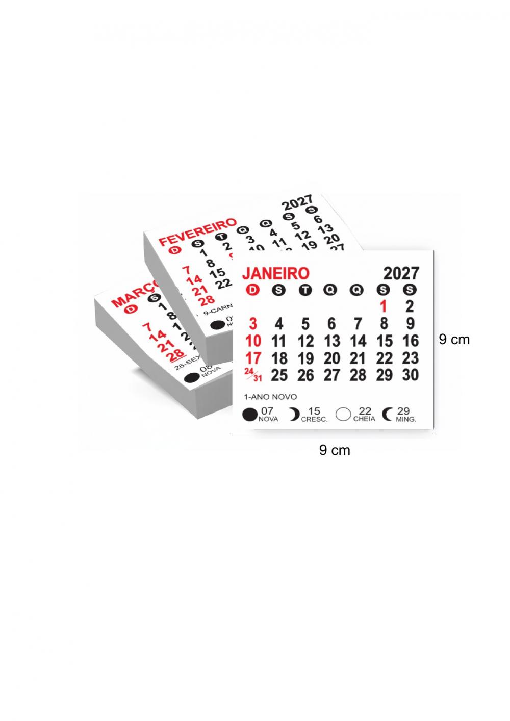 Arquivo Digital Calendário Ímã de Geladeira 2027 9x9 cm
