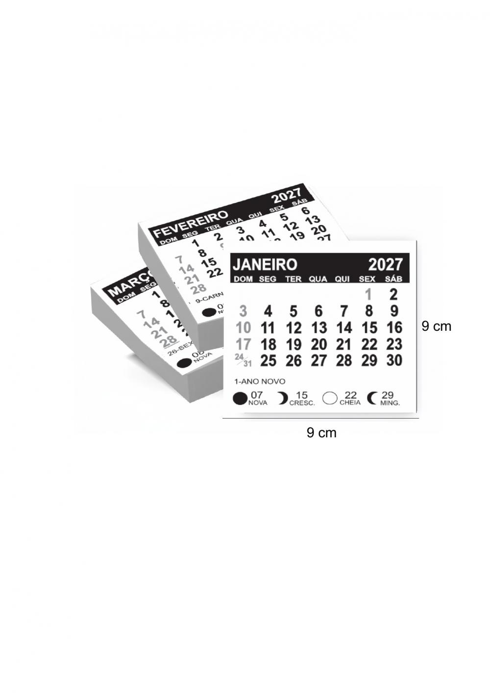 Arquivo Digital Calendário Ímã de Geladeira 2027 9x9 cm